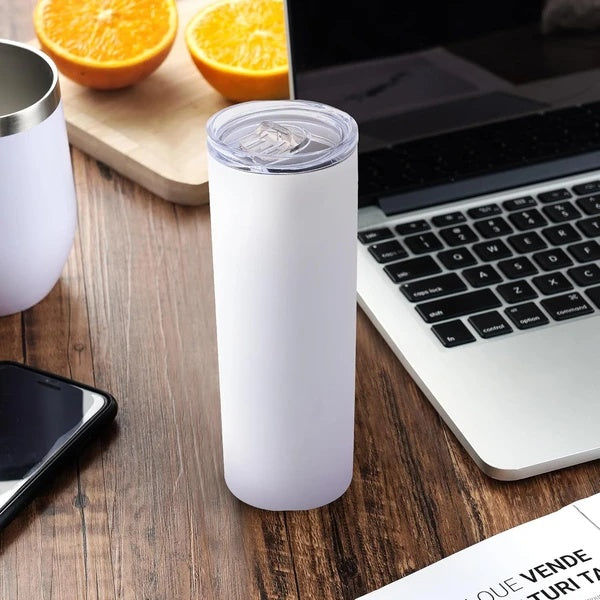 20oz Stainless Steel Double Wall Vacuum Insulated Tumblers With Lid And Straw For Hot Cold Drinks White