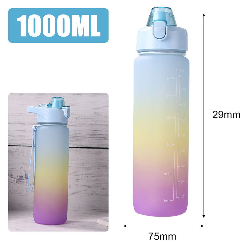 1L Motivational Water Bottle – BPA-Free with Time Marker & Leakproof Lid