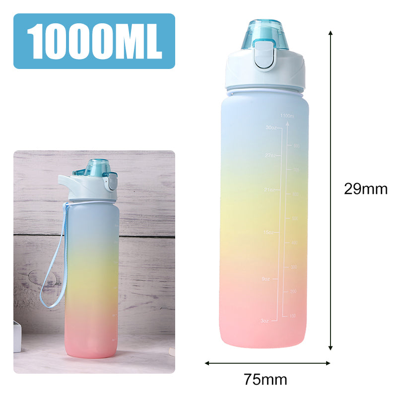 1L Motivational Water Bottle – BPA-Free with Time Marker & Leakproof Lid