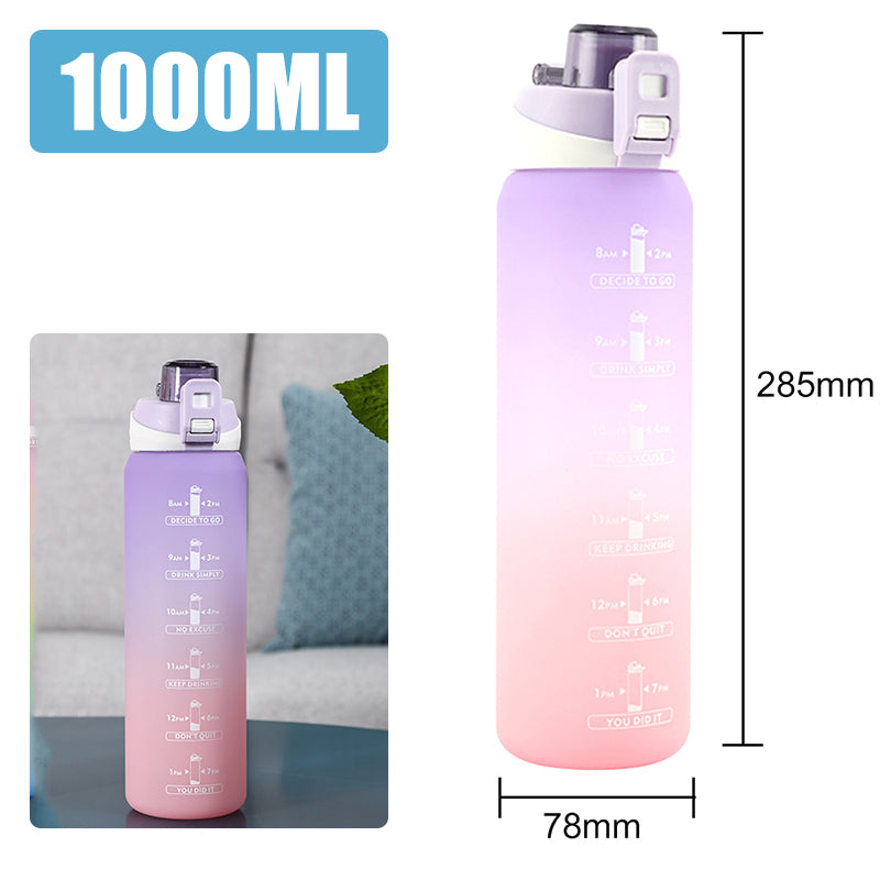 1L Motivational Water Bottle – BPA-Free with Time Marker & Leakproof Lid