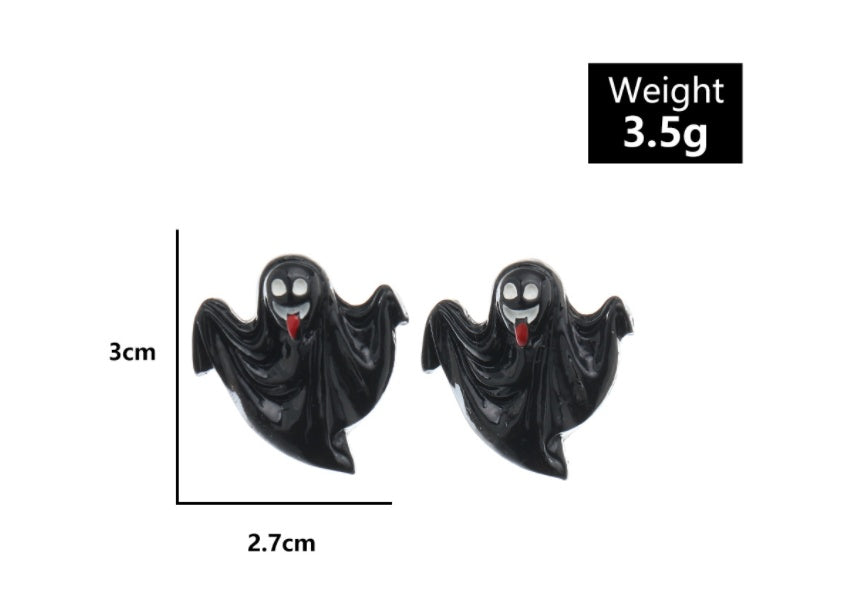 Compatible with Apple, Simulation Plastic Grimace Pumpkin Grim Reaper Ghost Festival Stud Earrings