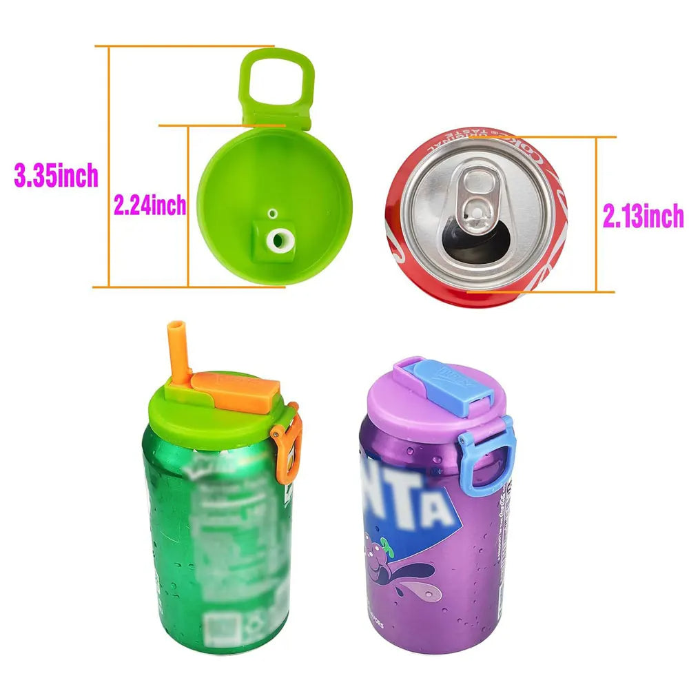 Soda Can Lid Cover with Straw – Reusable Drink Cap for Soft Drinks, Diet Soda & Beverages On-the-Go