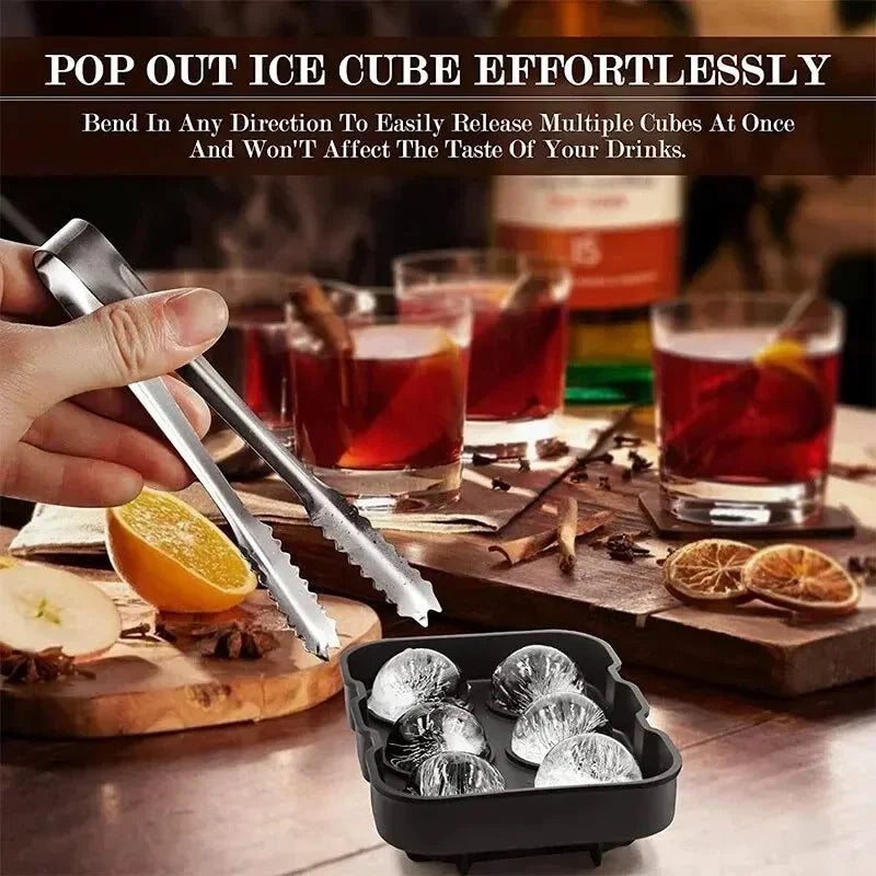 Silicone Ice Ball Mold Tray – Large Round Ice Maker for Whiskey, Cocktails, Soft Drinks & Summer Beverages – Kitchen Utensil for Perfect Chill
