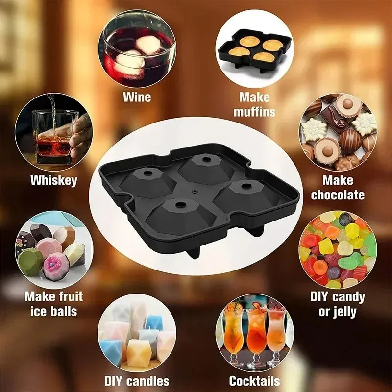 Silicone Ice Ball Mold Tray – Large Round Ice Maker for Whiskey, Cocktails, Soft Drinks & Summer Beverages – Kitchen Utensil for Perfect Chill