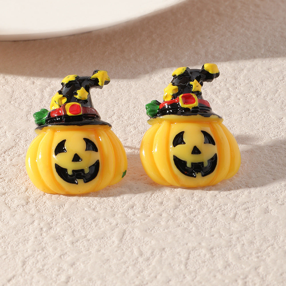 Compatible with Apple, Simulation Plastic Grimace Pumpkin Grim Reaper Ghost Festival Stud Earrings