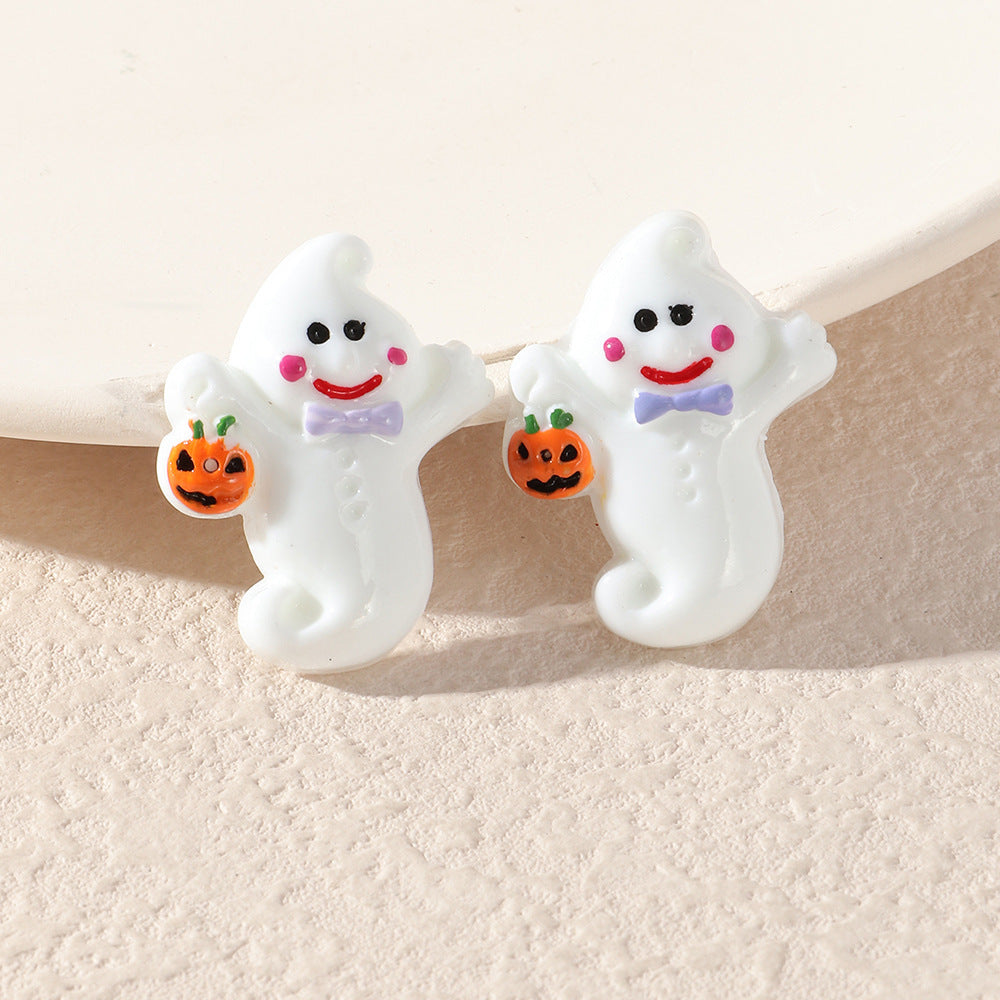 Compatible with Apple, Simulation Plastic Grimace Pumpkin Grim Reaper Ghost Festival Stud Earrings