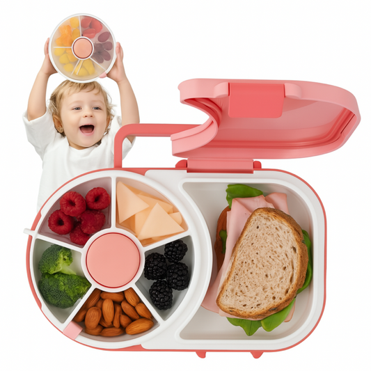 Rotating Kids Lunchbox – Leakproof Bento Box with Compartments for School Lunch, Snacks & Meals | BPA-Free, Microwave Safe