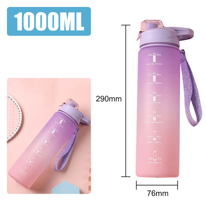 1L Motivational Water Bottle – BPA-Free with Time Marker & Leakproof Lid