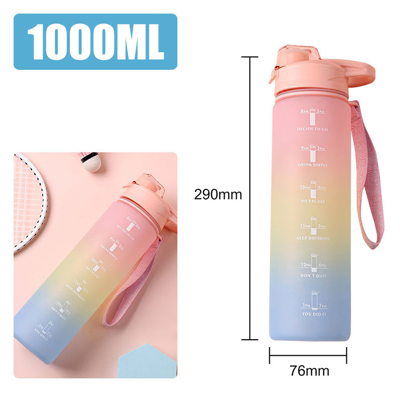 1L Motivational Water Bottle – BPA-Free with Time Marker & Leakproof Lid