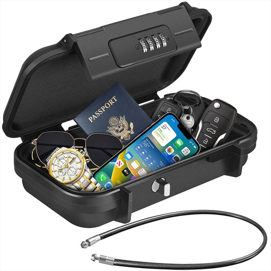 Portable Travel Safe Lockbox – Waterproof Anti-Theft Mini Security Case for Valuables