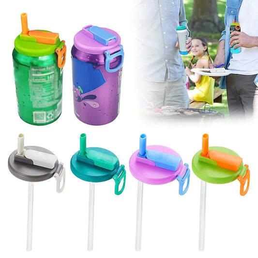 Soda Can Lid Cover with Straw – Reusable Drink Cap for Soft Drinks, Diet Soda & Beverages On-the-Go