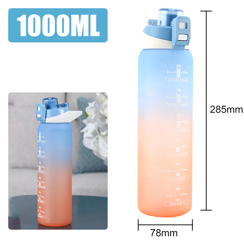 1L Motivational Water Bottle – BPA-Free with Time Marker & Leakproof Lid
