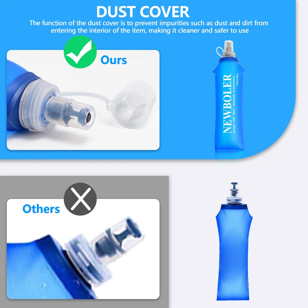 Collapsible Soft Flask Water Bottle – 250ml/500ml TPU-Free Hydration for Running, Vests, Waist Packs & Outdoor Sports