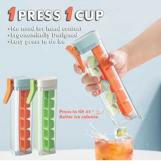 Food Grade Ice Cube Maker Handle Tray with Handle & Storage Box – Household Ice Mold for Drinks, Cocktails, and Summer Refreshments