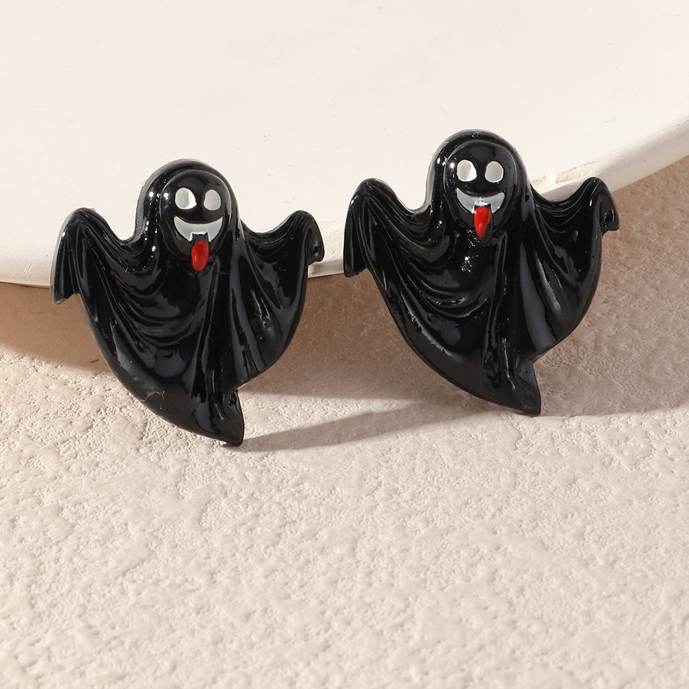 Compatible with Apple, Simulation Plastic Grimace Pumpkin Grim Reaper Ghost Festival Stud Earrings