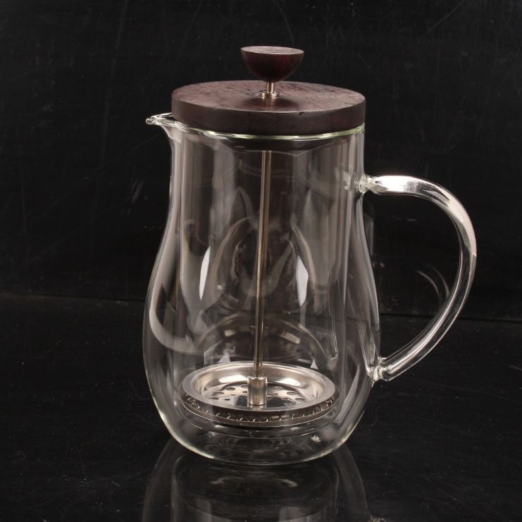 Rosewood Cover Double-layer Glass French Press French Filter Coffee Pot