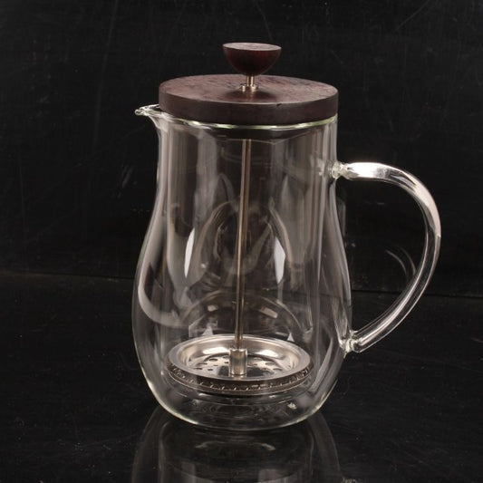 Rosewood Cover Double-layer Glass French Press French Filter Coffee Pot