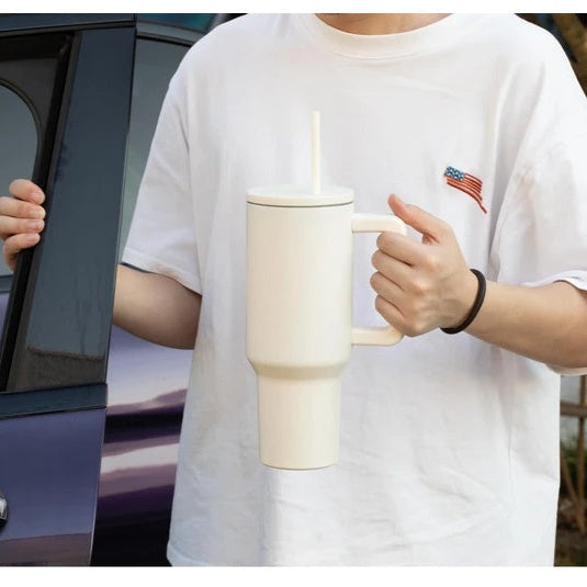 40 Oz Tumbler With Handle, Reusable Insulated Cup With Lid And Straw, Stainless Steel Water Bottle, Travel Mug For Cold And Hot