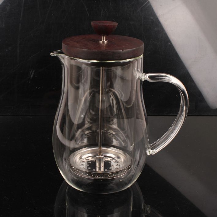 Rosewood Cover Double-layer Glass French Press French Filter Coffee Pot