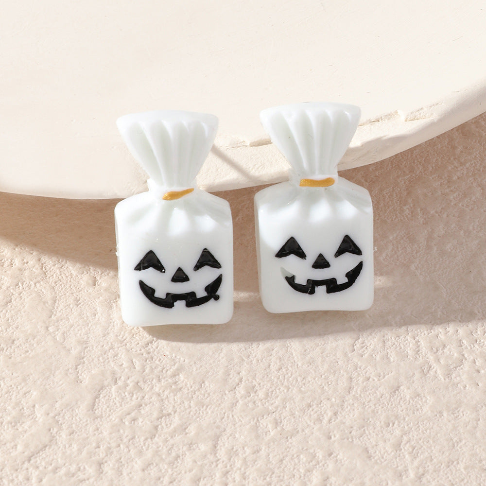 Compatible with Apple, Simulation Plastic Grimace Pumpkin Grim Reaper Ghost Festival Stud Earrings
