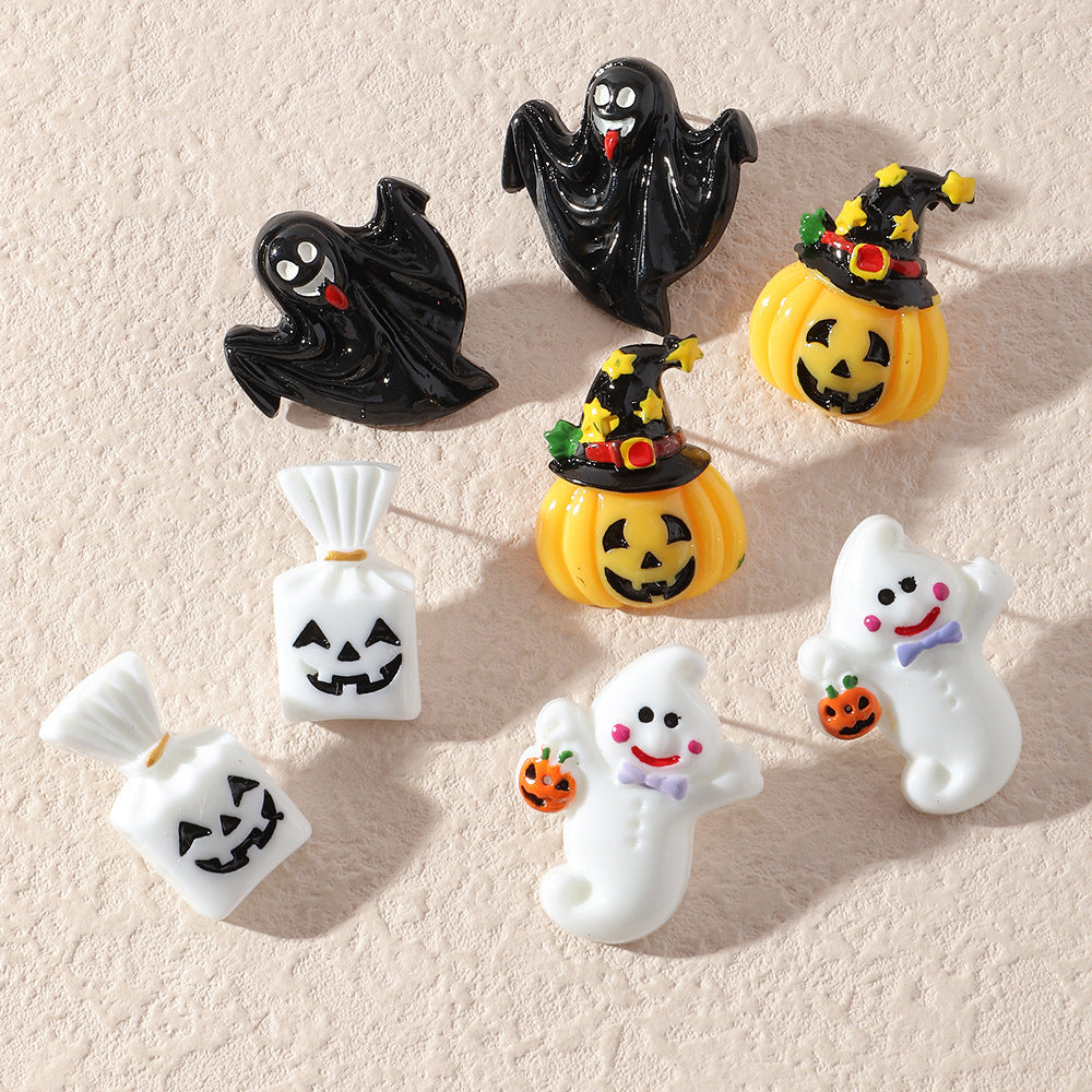 Compatible with Apple, Simulation Plastic Grimace Pumpkin Grim Reaper Ghost Festival Stud Earrings