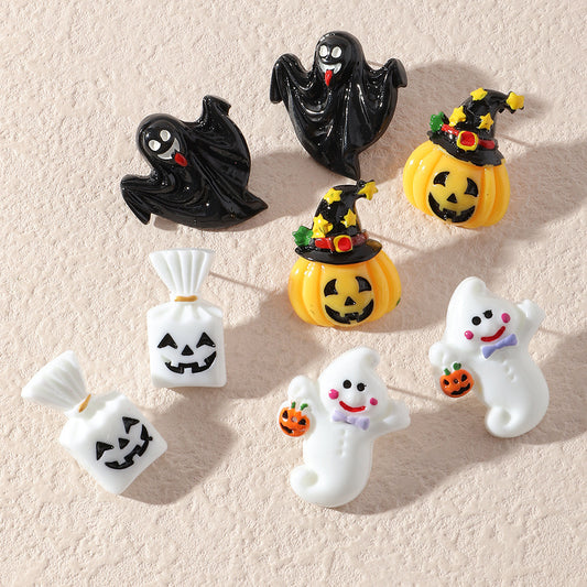Compatible with Apple, Simulation Plastic Grimace Pumpkin Grim Reaper Ghost Festival Stud Earrings