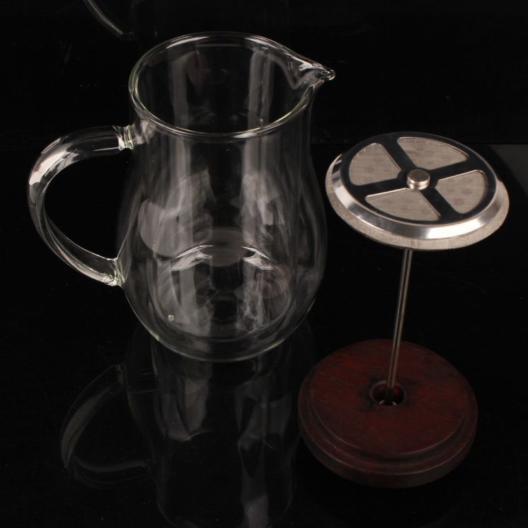Rosewood Cover Double-layer Glass French Press French Filter Coffee Pot